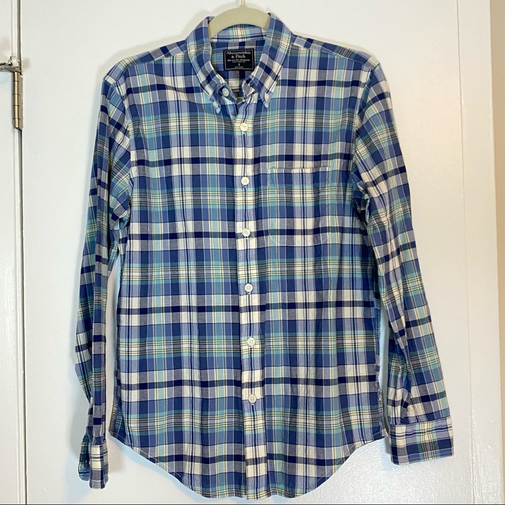 Abercrombie & Fitch Men’s Blue Plaid Dress Shirt
